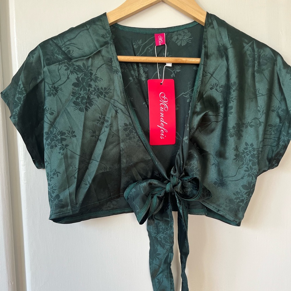 Cropped, tie-in-front blouse